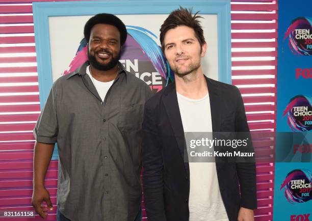 Craig Robinson and Adam Scott attend the Teen Choice Awards 2017 at Galen Center on August 13, 2017 in Los Angeles, California.