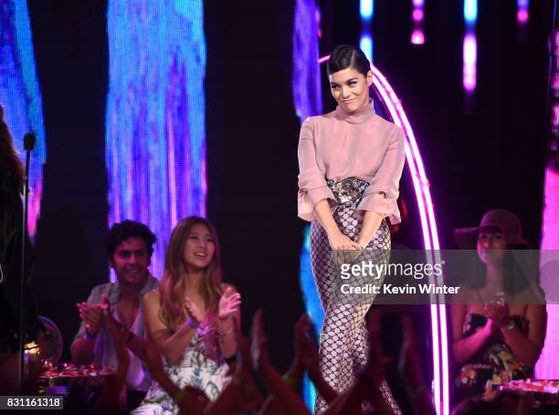 Vanessa Hudgens accepts the #SeeHer Award onstage during the Teen Choice Awards 2017 at Galen Center on August 13, 2017 in Los Angeles, California.