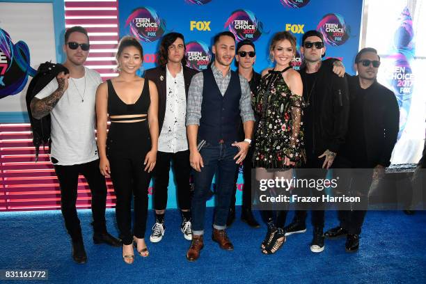 Chloe Kim, Mike Shea and Amy Purdy and Sleeping With Sirens attend the Teen Choice Awards 2017 at Galen Center on August 13, 2017 in Los Angeles,...