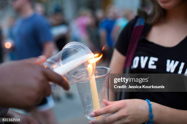 Vigil is held in downtown Philadelphia on August 13, 2017 in support of the victims of violence at the 'Unite the Right' rally In Charlottesville,...