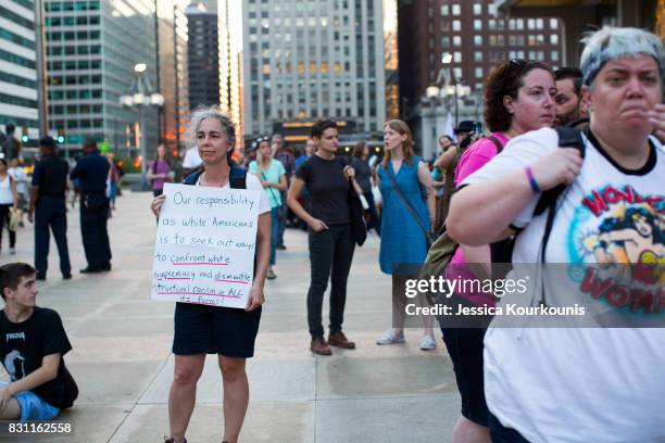 Vigil is held in downtown Philadelphia on August 13, 2017 in support of the victims of violence at the 'Unite the Right' rally In Charlottesville,...