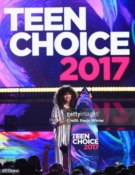 Zendaya accepts Choice Summer Movie Actress for 'Spider-Man: Homecoming' onstage during the Teen Choice Awards 2017 at Galen Center on August 13,...