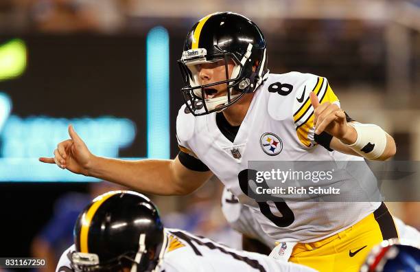 Bart Houston of the Pittsburgh Steelers in action against the New York Giants during an NFL preseason game at MetLife Stadium on August 11, 2017 in...