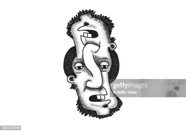 ilustraciones, imágenes clip art, dibujos animados e iconos de stock de dos cara - pluma tinta