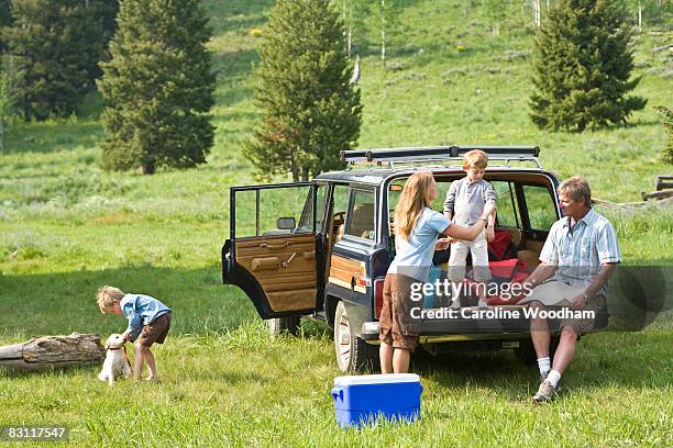 family camping in the wilderness. - ketchum idaho stock-fotos und bilder