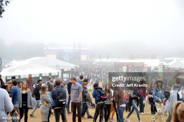 Festivalgoers attend the Lands End stage during the 2017 Outside Lands Music And Arts Festival at Golden Gate Park on August 13, 2017 in San...
