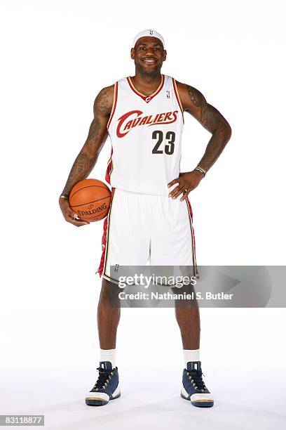 LeBron James of the Cleveland Cavaliers poses for a portrait during NBA Media Day on September 29, 2008 in Cleveland, Ohio. NOTE TO USER: User...