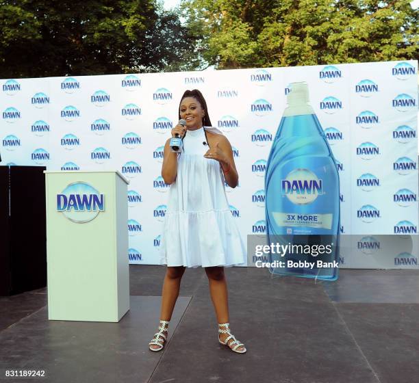 Tia Mowry hosts "Family Dinner with Dawn" inviting the town of Lambertville to dinner taking care of the nearly 6,000 dishes with one bottle of Dawn...