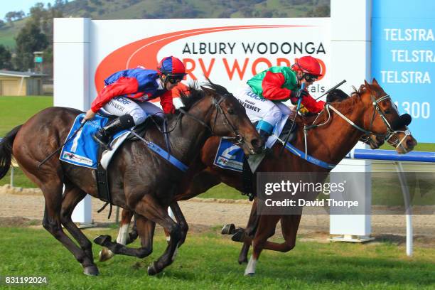 Churchill's Speech ridden by Brooke Sweeney wins the Wodonga Prestige BM58 Handicap on August 14, 2017 in Wodonga, Australia.