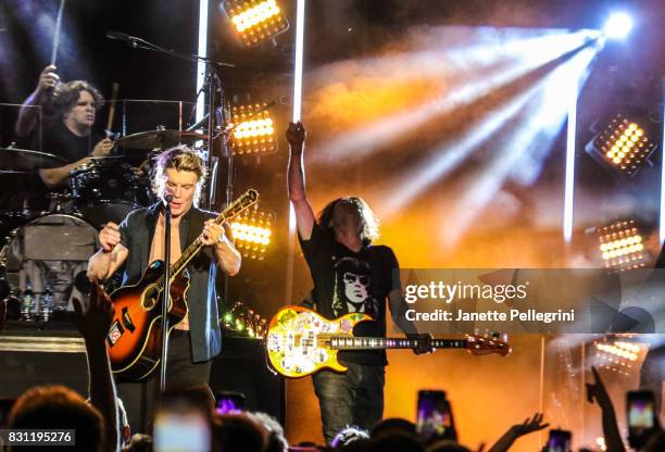 John Rzeznik and Robby Takac of the Goo Goo Dolls perform at Northwell Health at Jones Beach Theater on August 13, 2017 in Wantagh, New York.