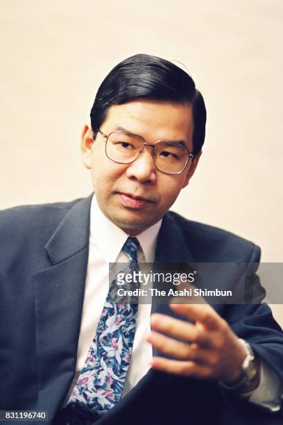 Japanese Communist Party Lawmaker Kazuo Shii speaks during the Asahi Shimbun interview at the party headquarters on December 10, 1993 in Tokyo, Japan.
