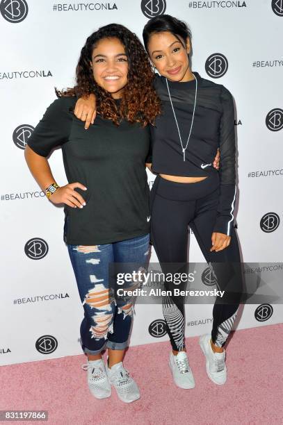 Gymnast Laurie Hernandez and actress Liza Koshy attend the 5th Annual Beautycon Festival Los Angeles at Los Angeles Convention Center on August 13,...