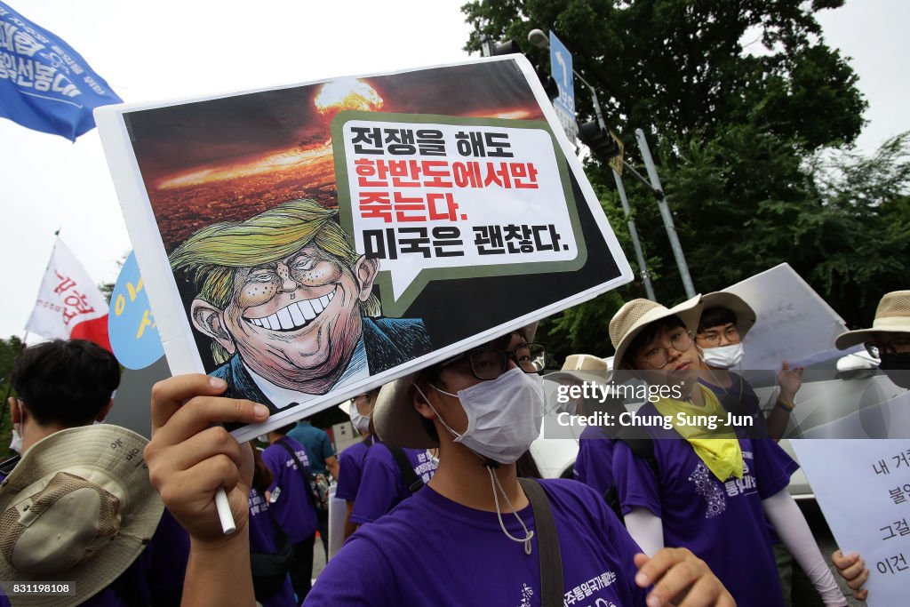 Anti-U.S. Protesters Rally Against THAAD Missile System Deployment In South Korea