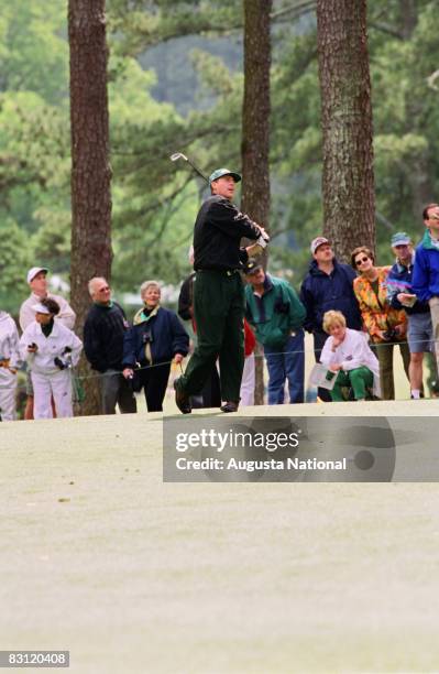 Scott Hoch in the finish position during the 1998 Masters Tournament at Augusta National Golf Club in April in Augusta, Georgia.