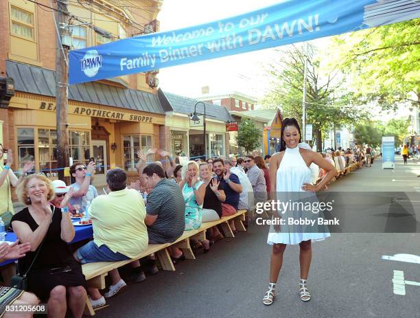 Tia Mowry hosts "Family Dinner with Dawn" inviting the town of Lambertville to dinner taking care of the nearly 6,000 dishes with one bottle of Dawn...