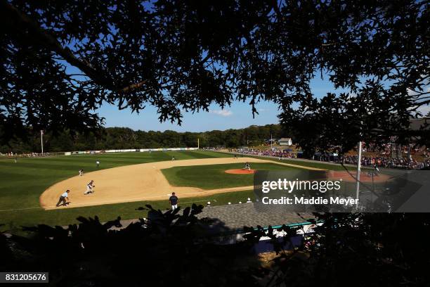 General view of game three of the Cape Cod League Championship Series between the Bourne Braves and the Brewster Whitecaps at Stony Brook Field on...