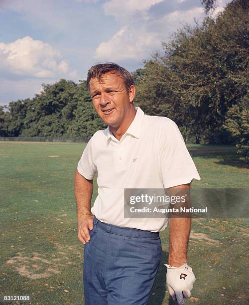 1960s: Arnold Palmer poses during a 1960s Masters Tournament at Augusta National Golf Club in Augusta, Georgia.