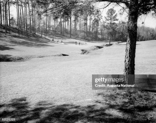 1940s: The 16th hole during a 1940s Masters Tournament at Augusta National Golf Club in in April Augusta, Georgia.