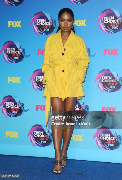 Actress Ryan Destiny poses in the press room at the 2017 Teen Choice Awards at Galen Center on August 13, 2017 in Los Angeles, California.