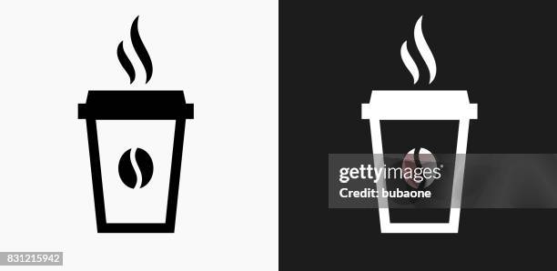 dampfende kaffeetasse symbol auf schwarz-weiß-vektor-hintergründe - kaffeetasse stock-grafiken, -clipart, -cartoons und -symbole