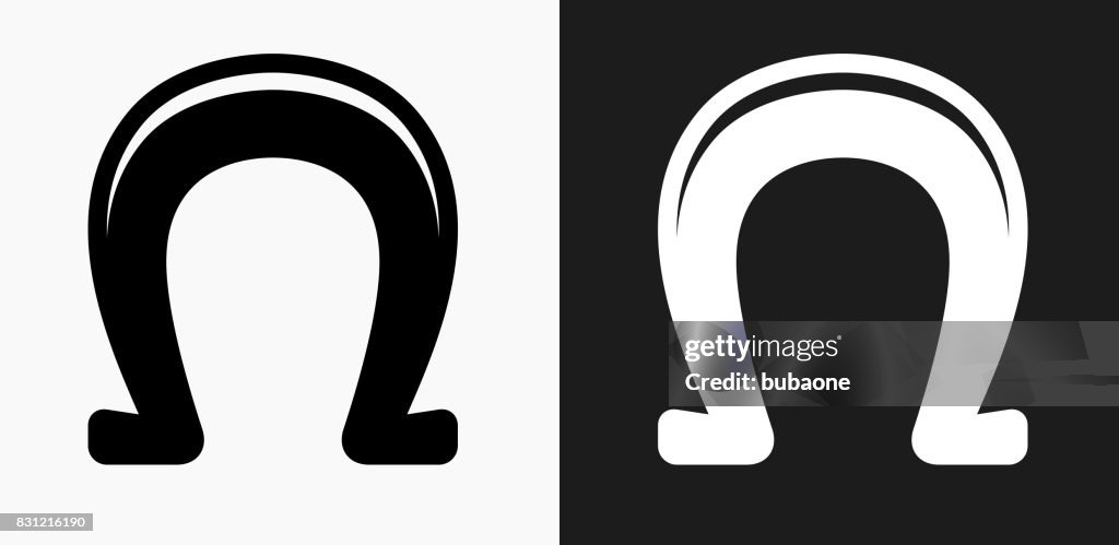 Horse Shoe Icon on Black and White Vector Backgrounds
