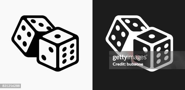 stockillustraties, clipart, cartoons en iconen met dobbelstenen pictogram op zwart-wit vector achtergronden - dice