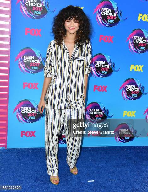 Zendaya arrives at the Teen Choice Awards 2017 at Galen Center on August 13, 2017 in Los Angeles, California.