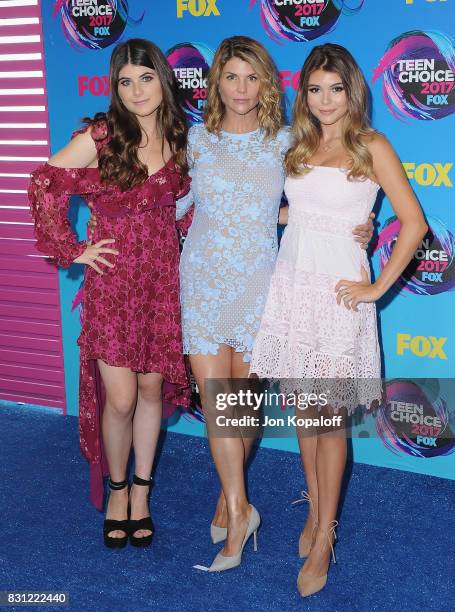 Isabella Giannulli, Lori Loughlin and Olivia Giannulli arrive at the Teen Choice Awards 2017 at Galen Center on August 13, 2017 in Los Angeles,...