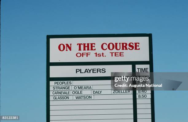 The Practice Round Locator Board During The 1993 Masters Tournament