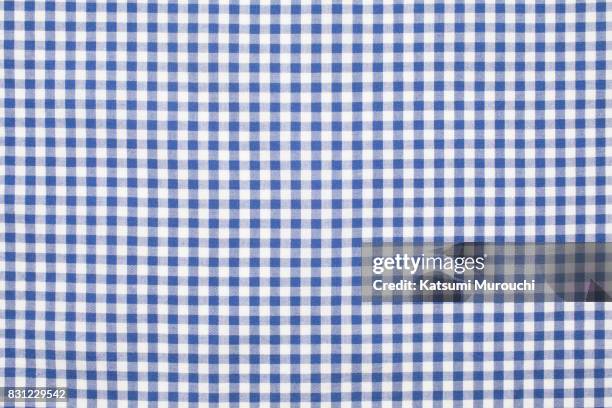 checkered cloth textutre background - blue checked pattern stock pictures, royalty-free photos & images