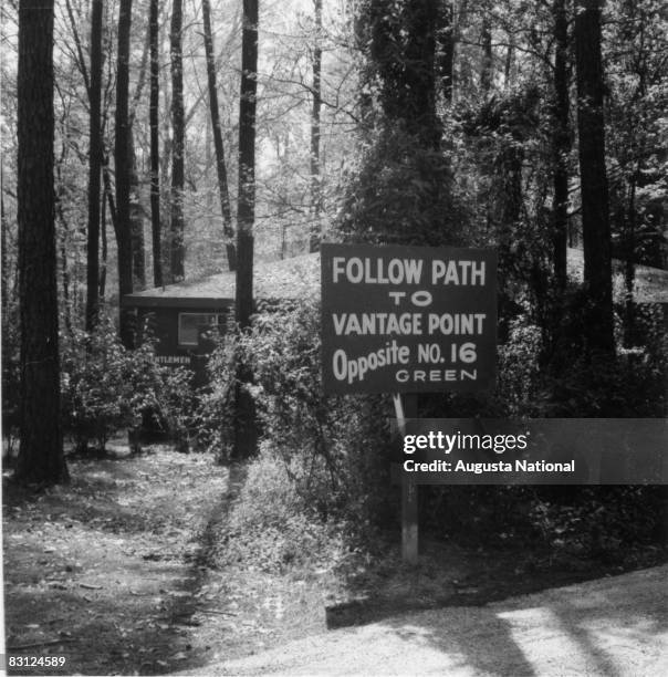 General View Of A Sign On The 16th Hole During The 1968 Masters Tournament