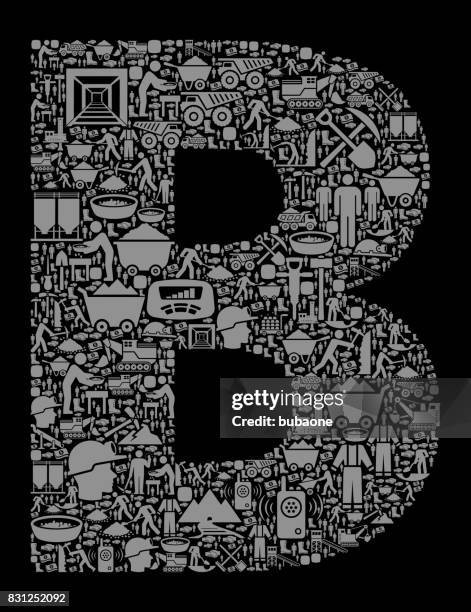 letter b mining industry vector graphic - digging hole stock illustrations