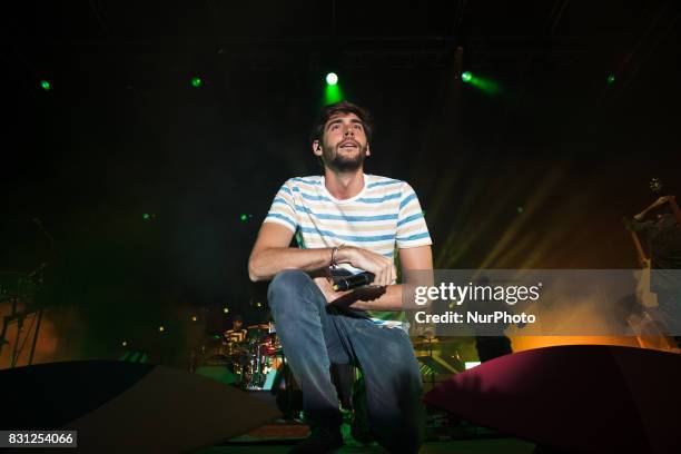 Spanish Latin pop musician Alvaro Soler on stage as he performs at Porto Turistico in Pescara, Italy August 13, 2017