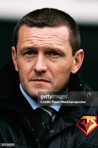 Watford Manager Adrian Boothroyd looks on prior to the Coca-Cola Championship match between Watford and Preston North End at Vicarage Road on October...