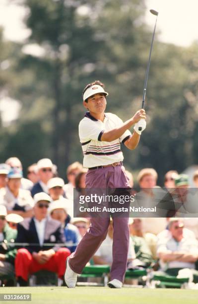 Joe Ozaki swings during the 1993 Masters Tournament