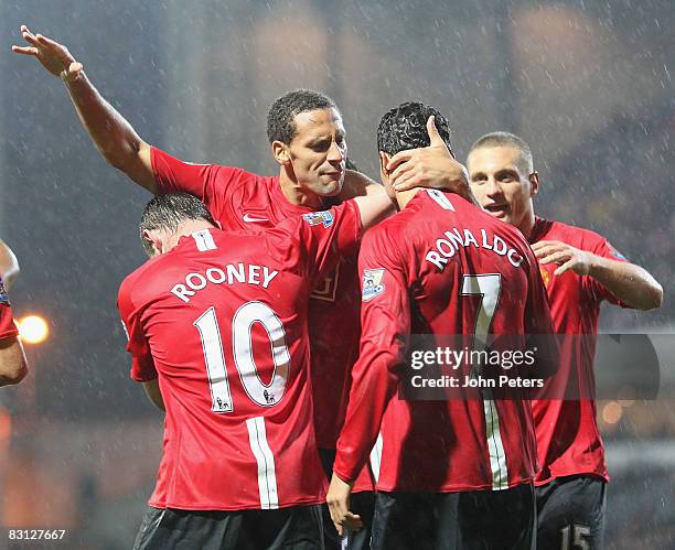 Wayne Rooney of Manchester United celebrates scoring their second goal during the Barclays Premier League match between Blackburn Rovers and...