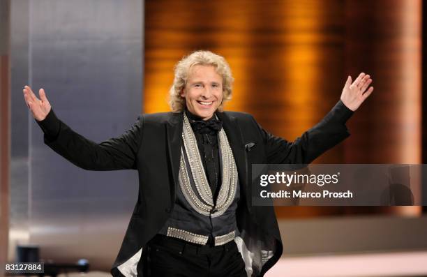 Presenter Thomas Gottschalk during the 176th 'Wetten dass...?' show at the Messe Nuernberg on October 4, 2008 in Nuremberg, Germany.