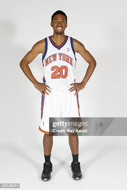 Jared Jeffries of the New York Knicks poses for a portrait during NBA Media Day on September 29, 2008 at the Madison Square Garden Training Center in...