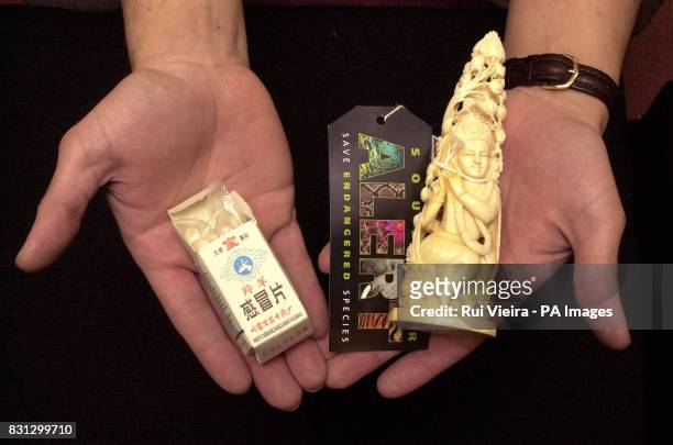 Traditional chinese medicines, containing tiger bone, rhino horn or bear bile, and a Hindu god, made from ivory, are two examples of numerous items...