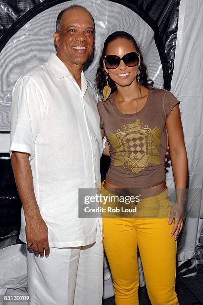 Bermuda Premier Dr. Ewart Brown and singer Alicia Keys attend 2008 Bermuda Music Festival at Bermuda National Stadium on October 4, 2008 in Hamilton,...