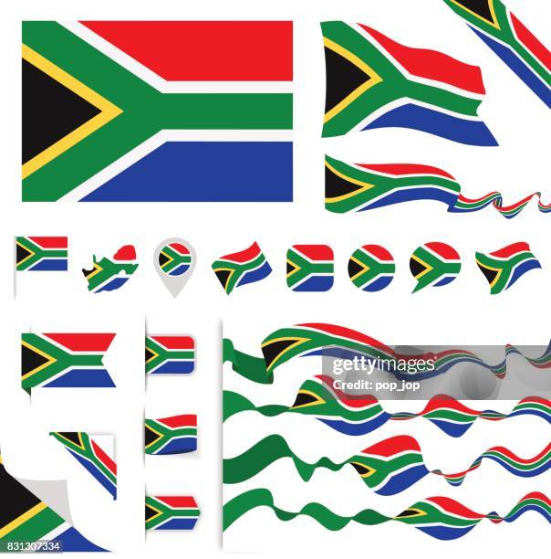 n0605 - turkey - flag set - south african flag stock illustrations