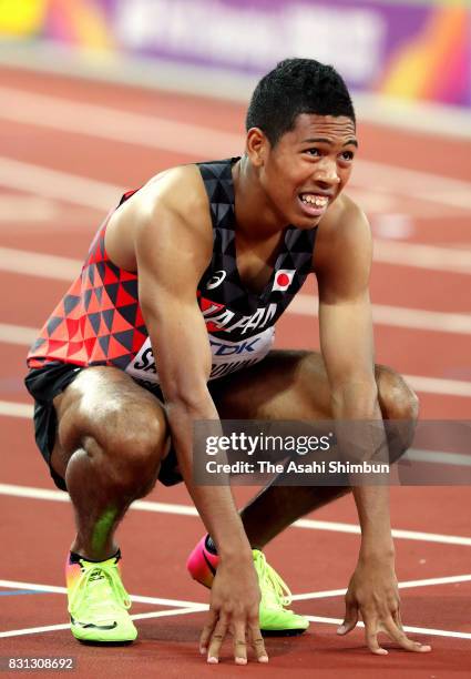 Abdul Hakim Sani Brown of Japan reacts following the Men's 200 metres final during day seven of the 16th IAAF World Athletics Championships London...