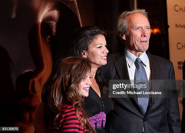 Director Clint Eastwood , wife Dina Ruiz Eastwood and daughter Morgan Eastwood attend the premiere of "The Changeling" at Ziegfeld Theater on October...