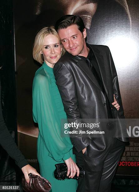 Sarah Paulson and Jason Butler Harner attend the premiere of "Changeling" during the 46th New York Film Festival at the Ziegfeld Theater on October...