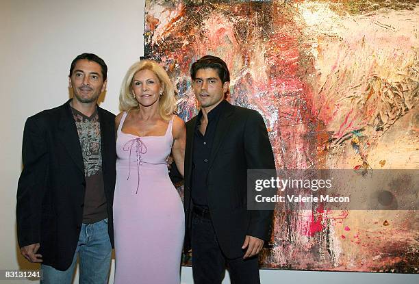 Actor Scott Baio, Karen Lynne and artist Andrew Levitas attends the Solo Exhibition for Andrew Levitas pose at the Karen Lynne Gallery, October 4,...