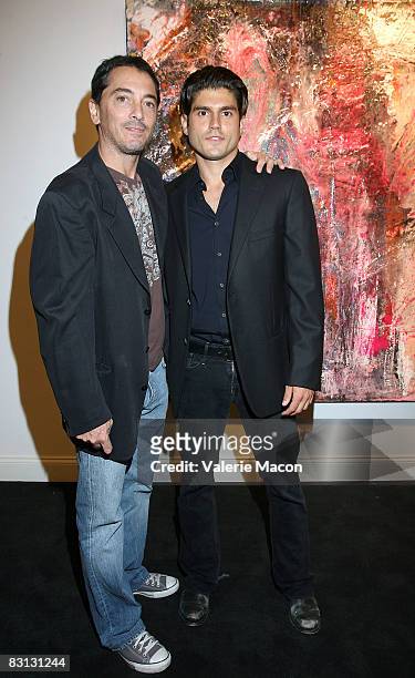 Actor Scott Baio and artist Andrew Levitas attend the Solo Exhibition for Andrew Levitas pose at the Karen Lynne Gallery, October 4, 2008 in Beverly...