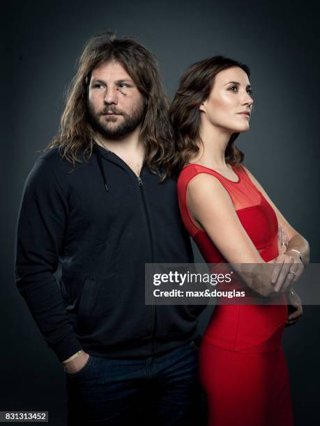 Rugby player Martin Castrogiovanni and Giula Candiago are photographed for Vanity Fair Italy, on December 23, 2013 in Milan, Italy.