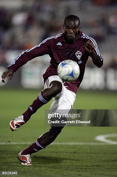 Omar Cummings of the Colorado Rapids controls the ball against the Houston Dynamo on October 4, 2008 at Dicks Sporting Goods Park in Commerce City,...