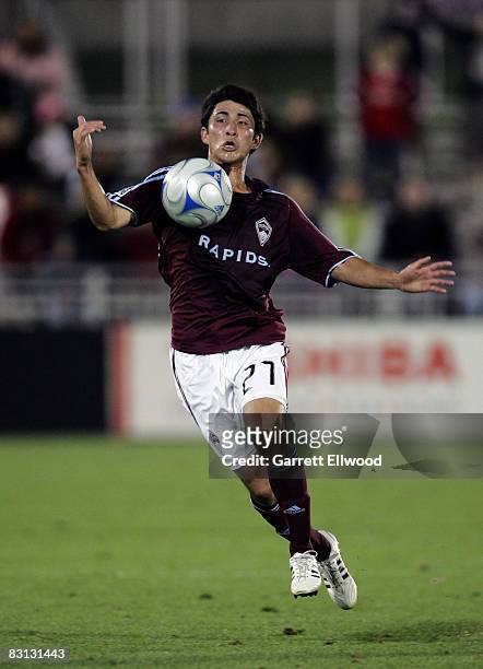 Kosuke Kimura of the Colorado Rapids controls the ball against the Houston Dynamo on October 4, 2008 at Dicks Sporting Goods Park in Commerce City,...