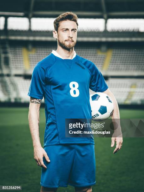 Football player Claudio Marchisio is photographed for Garnier, on April 11, 2014 in Turin, Italy.